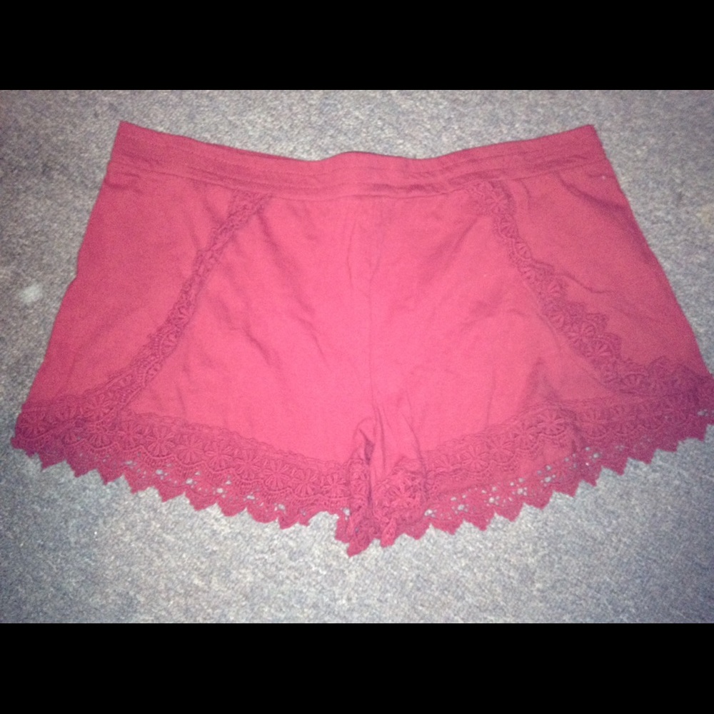 Red shorts with Lacey Accents